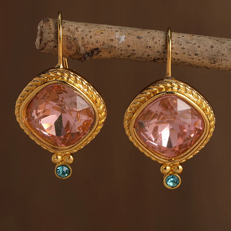 Stunning Vintage Rose Gold Crystal Earrings