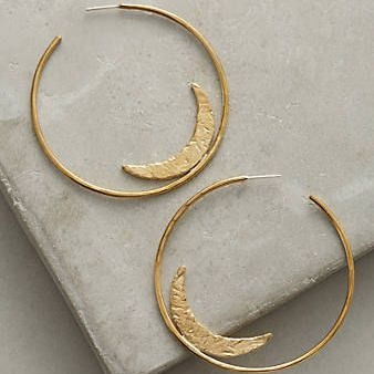 Vintage Gold Moon Earrings with Hollow Design