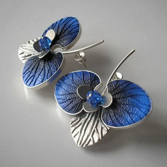 Elegant blue enamel earrings made of the finest sterling silver