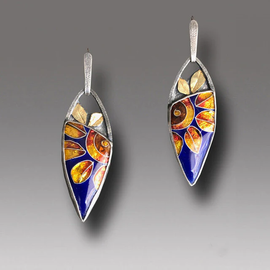 Charming hand-painted vintage stone earrings