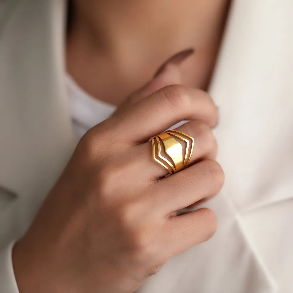 Shimmering Gold Statement Ring for an Elegant Appearance