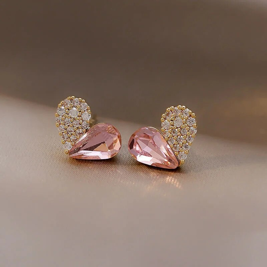 Sparkling pink heart earrings for an elegant look