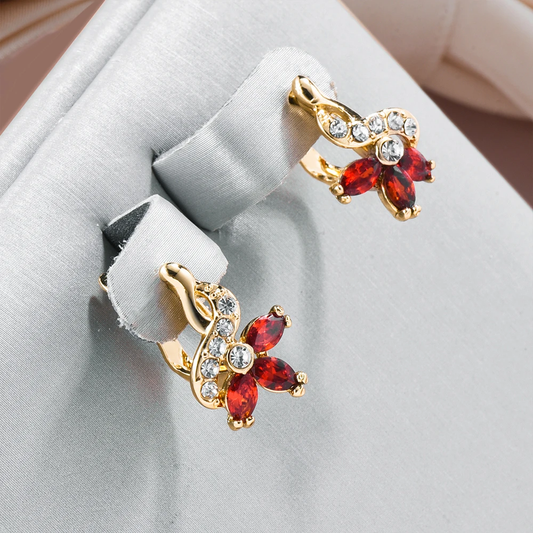 Stylish Red Daisy Crystal Earrings for a Touch of Elegance