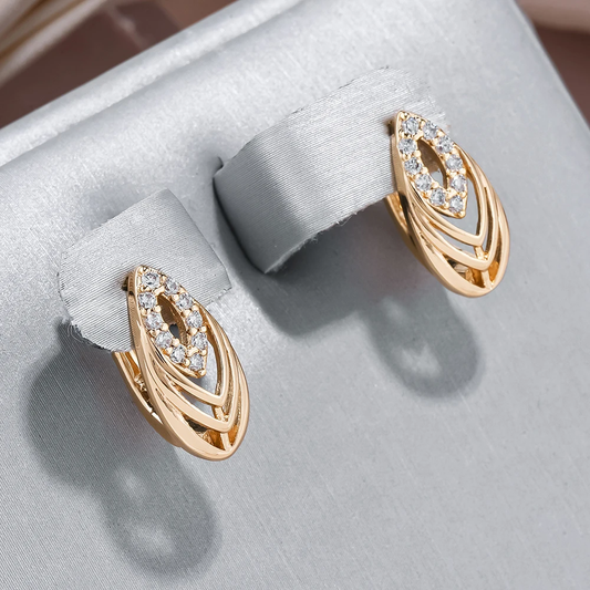 Stylish hollow earrings with sparkling crystal inlay