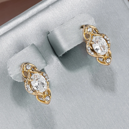 Glamorous Crystal Earrings with Artistic Inlays