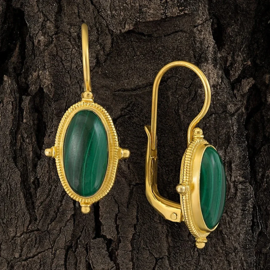 Elegant Green Vintage Earrings with Gold Plating