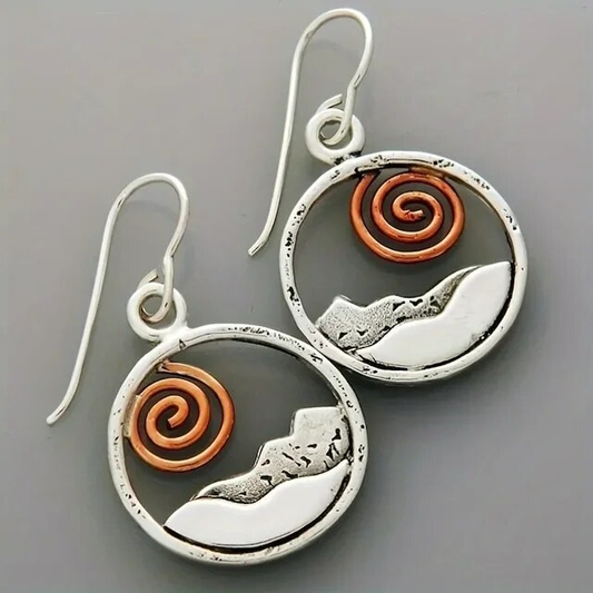 Retro Round Landscape Earrings for a Timeless Look