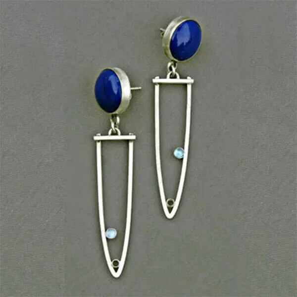 Elegant silver earrings with vintage blue stones