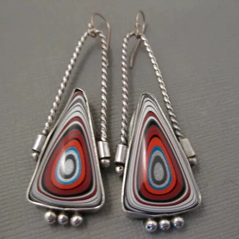 Colorful Vintage Earrings in Elegant Silver Design