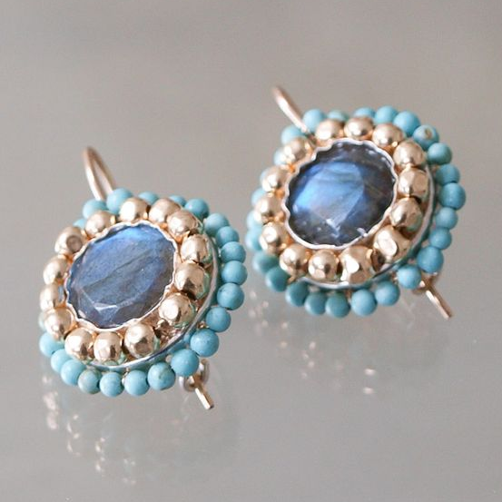 Elegant Vintage Earrings with Guided Blue Gemstones