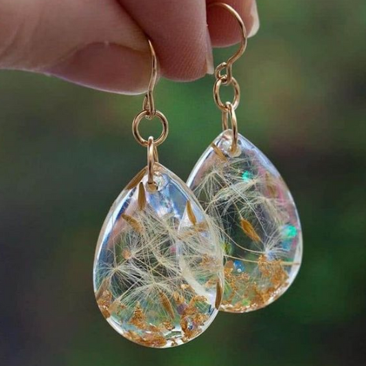 Exclusive Vintage Crystal Glass Earrings in Dandelion Design