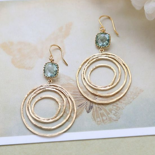 Elegant Vintage Gold Earrings with Spiral Zircon Design