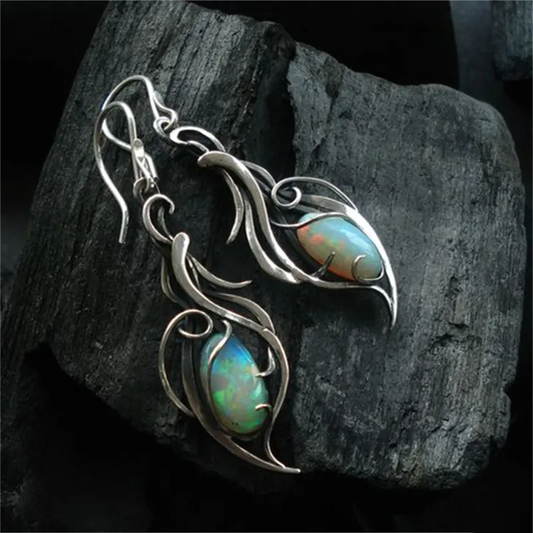 Elegant Vintage Earrings with Sparkling Blue Opal in High-Quality Sterling Silver