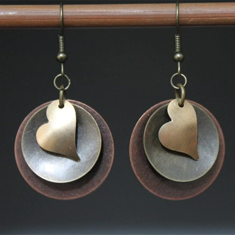 Elegant Boho Heart Earrings in Silver and Gold