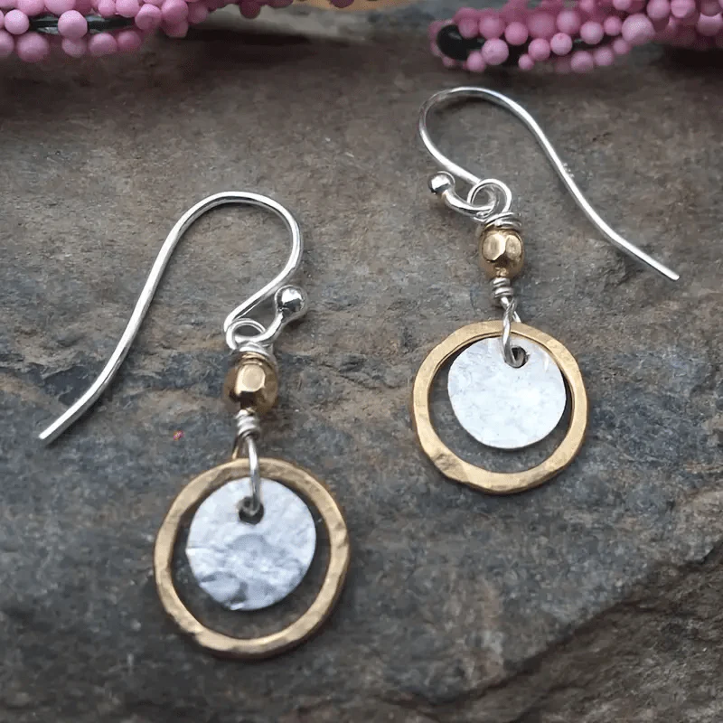 Elegant Round Earrings in Classic Gold and Silver Design