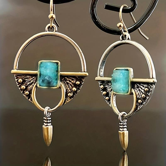 Elegant Egyptian Earrings with Radiant Blue Vintage Stone