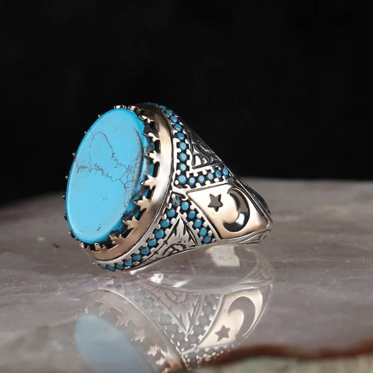 Antique Turquoise Inlaid Stone Ring – A Timeless Piece of Jewelry