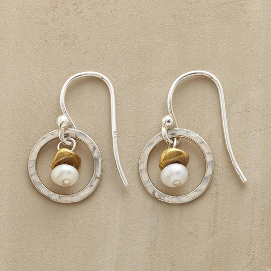 Elegant Vintage Silver Earrings with Pearls and Rounded Design