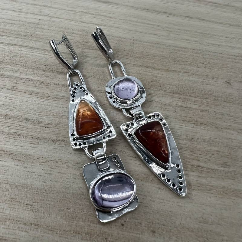 Elegant Vintage Silver Earrings with Sparkling Crystal