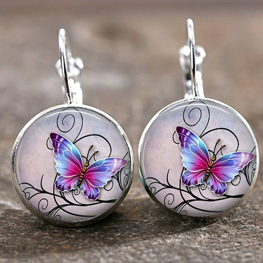 Timeless, softly curved crystal butterfly earrings in vintage style