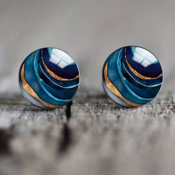 Elegant Vintage Earrings in Blue with Soft Curves