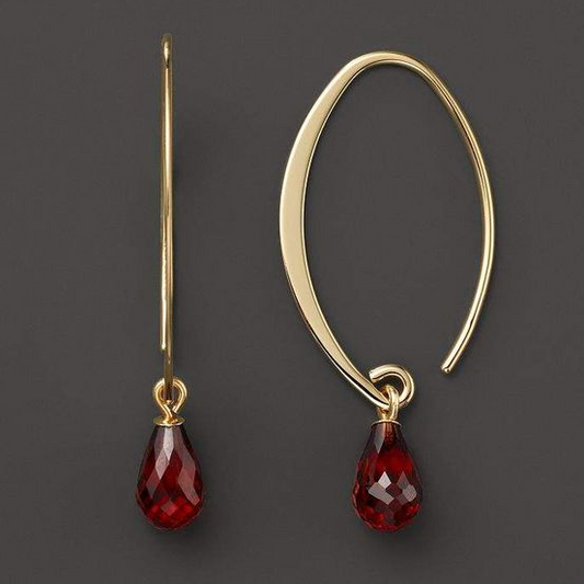 Elegant Vintage Earrings with Red Crystal and Gold Accents