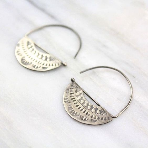 Elegant Vintage Silver Earrings with Cut-Out Design