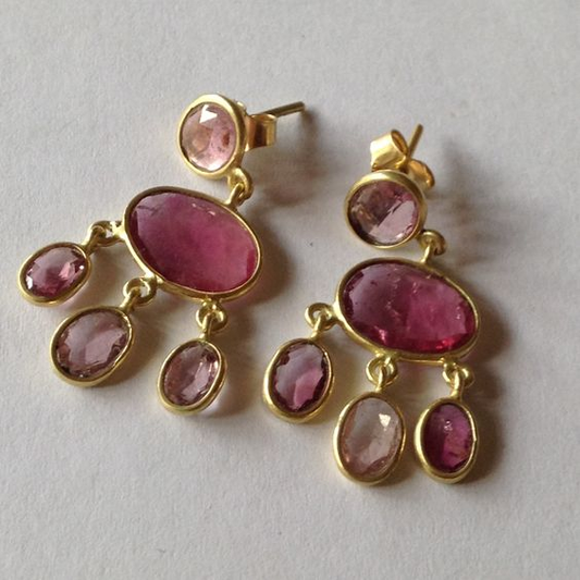 Elegant Vintage Garnet Stone Rain Earrings for Timeless Style