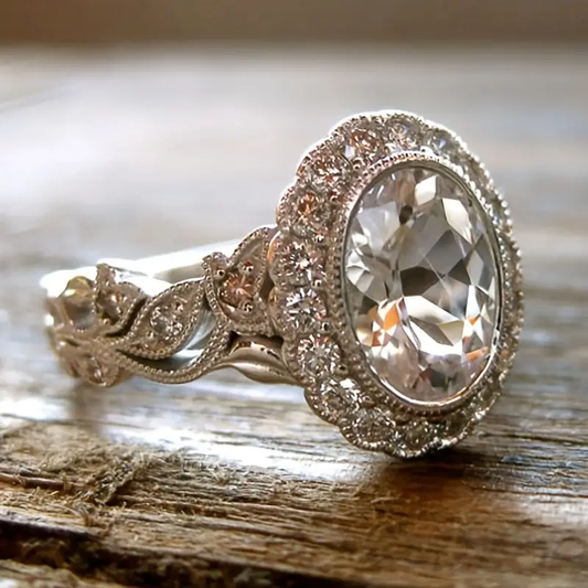 Elegant glass ring with intricate inlays