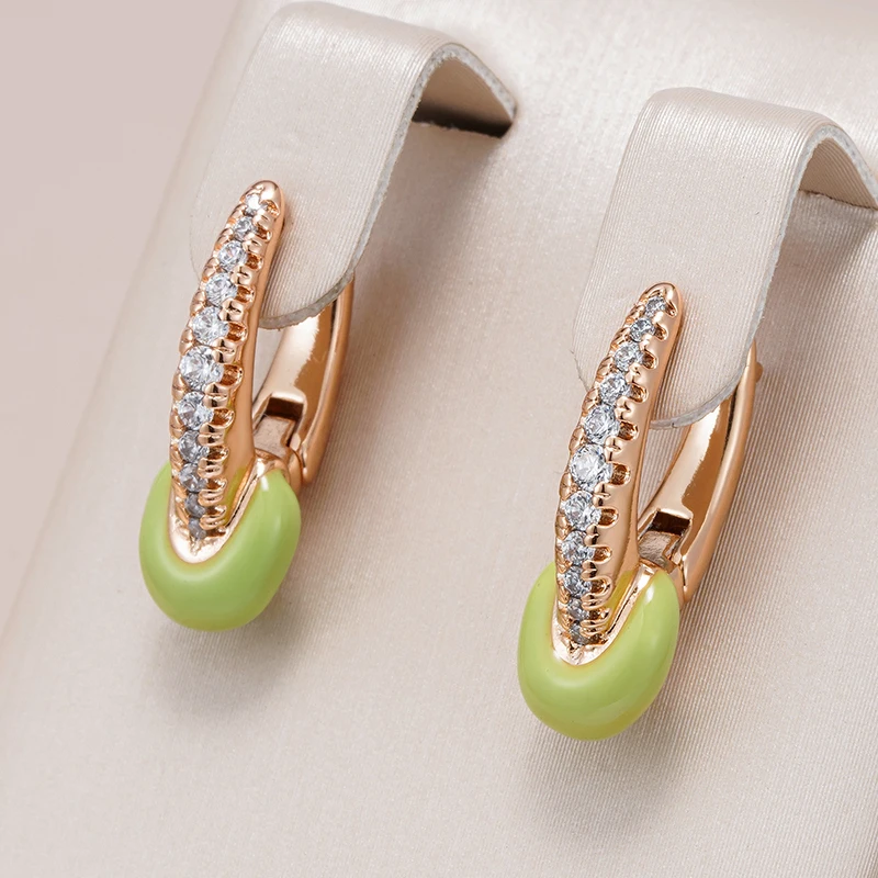 Radiantly beautiful green enamel earrings for an elegant look