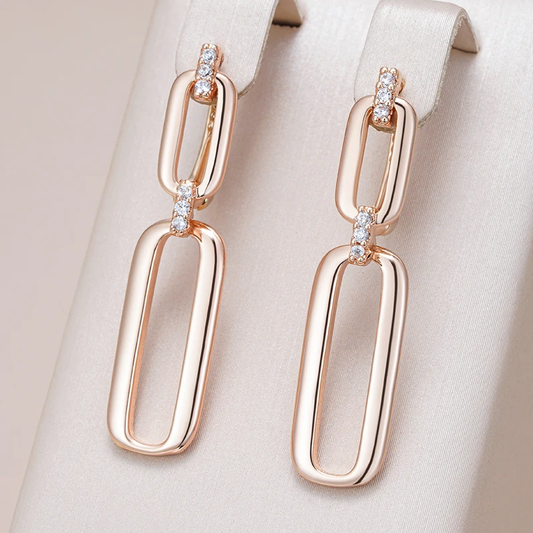 Elegant Golden Hanging Earrings with Hole Design