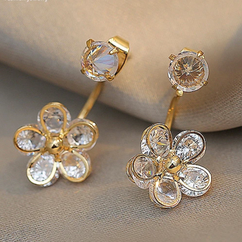 Stylish, sparkling crystal flower earrings