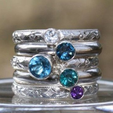 Elegant Multi-Layer Ring with Radiant Blue Vintage Zirconias