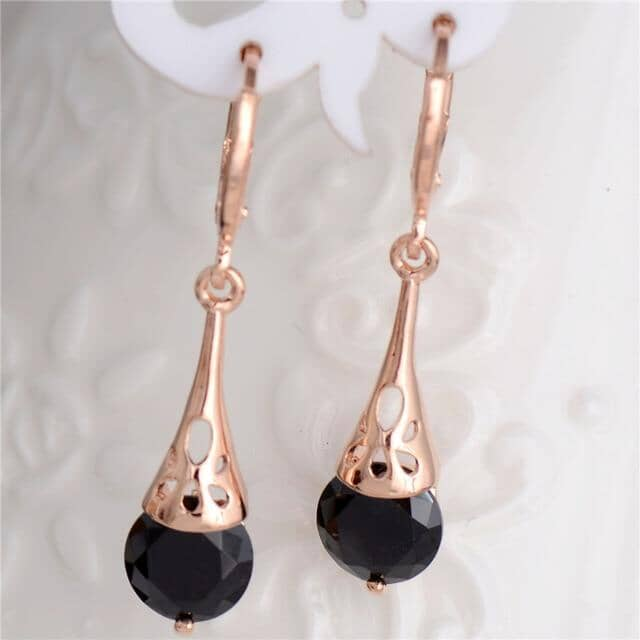 Elegant black vintage earrings with long drop design