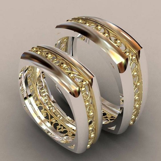 Elegant Set of Vintage Silver Rings with Gold Coating