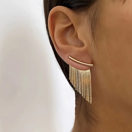 Elegant Vintage Golden Curtain Earrings