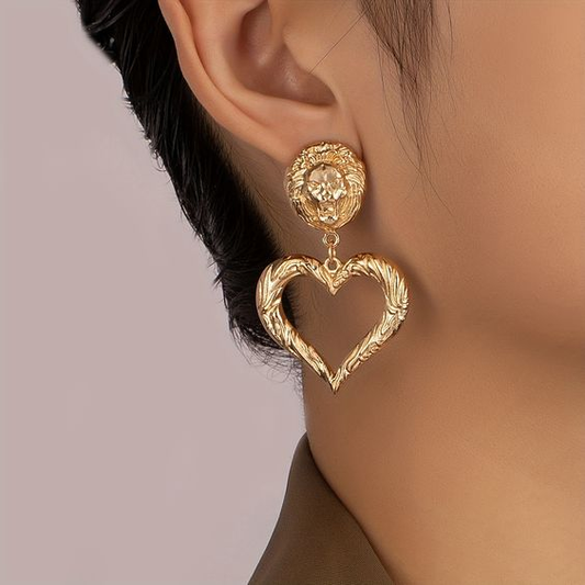 Timeless Vintage Golden Heart Earrings