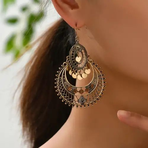 Exquisite Vintage Style Gold Mandala Earrings for a Touch of Elegance