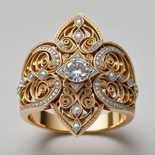 Elegant gold-plated ring with sparkling crystal