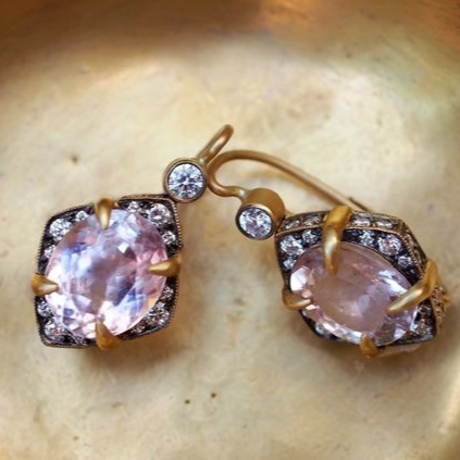 Vintage-Inspired Crystal Earrings in Rose and Gold