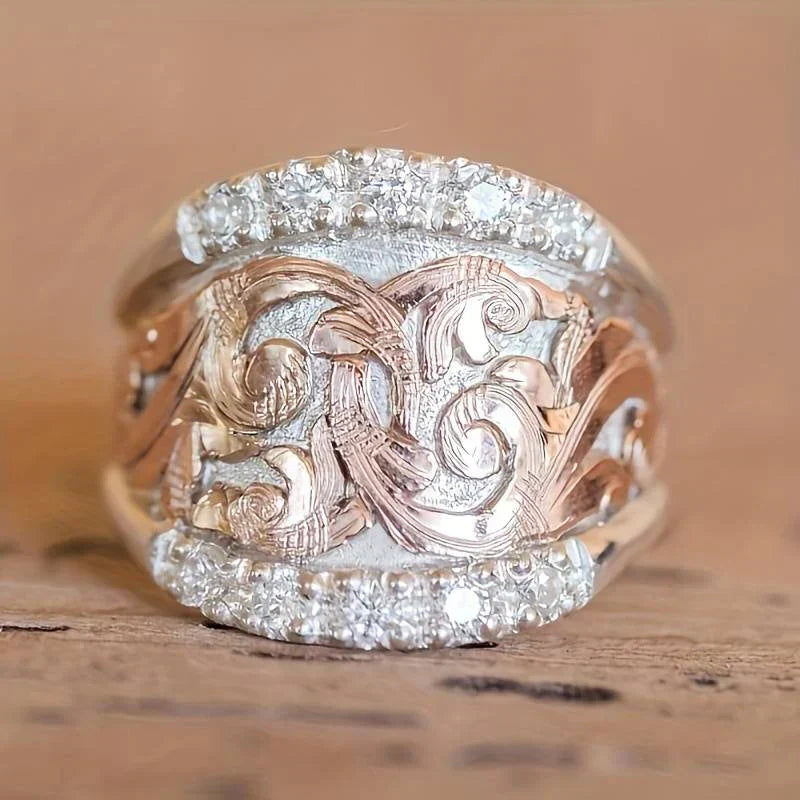 Elegant Vintage Silver and Rose Ring