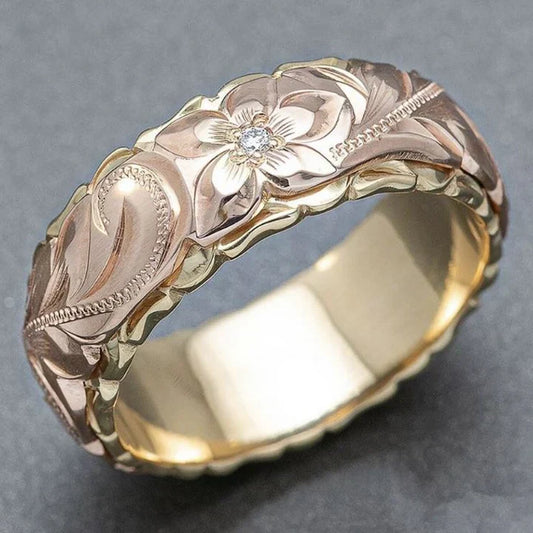 Elegant Vintage Rose Blossom Gold Ring