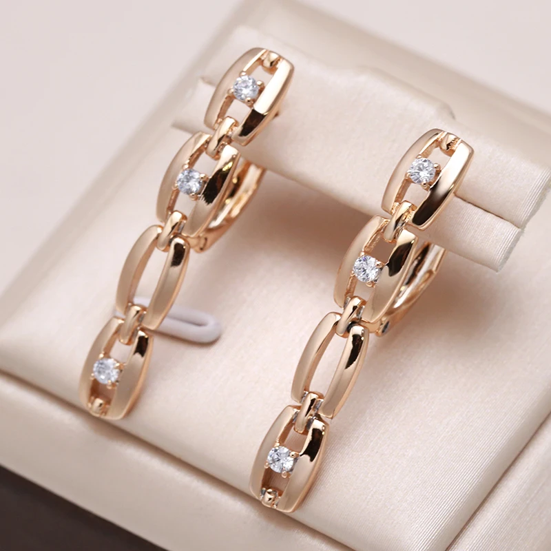 Stunning Gold Zirconia Chain Earrings