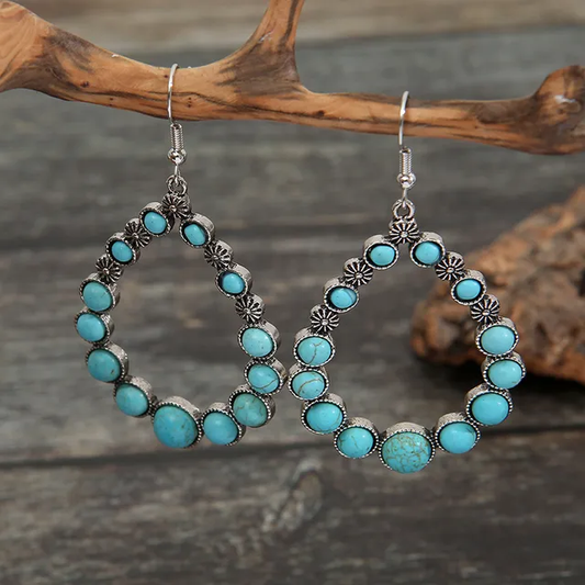 Classic Turquoise Circle Earrings in Vintage Style