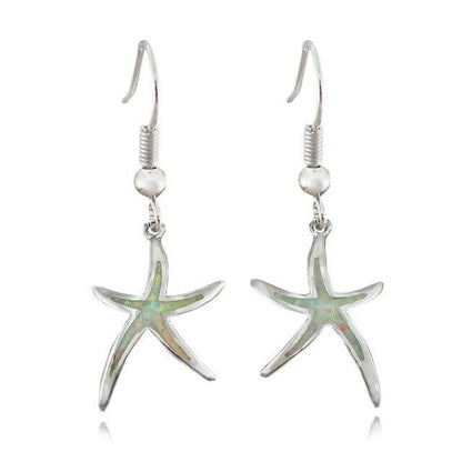 Fascinating starfish earrings made of sparkling opal and precious silver